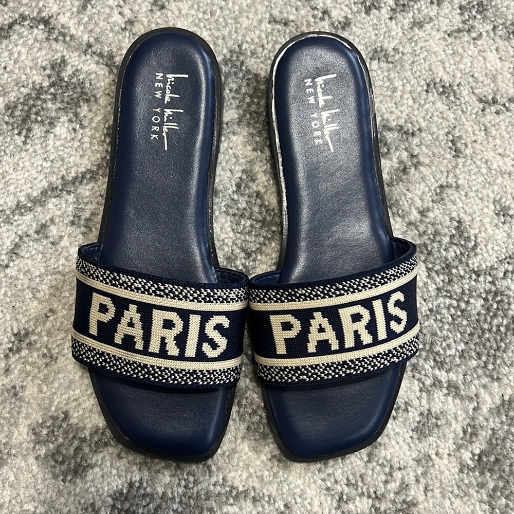 NBW Nicole Miller Paris Designer inspired slides 7.5